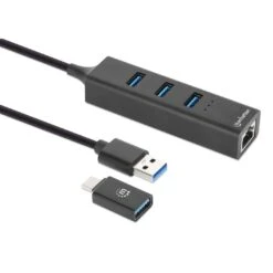 Manhattan 3-Port USB 3.0 Type-C/A Combo Hub With Gigabit Ethernet Network Adapter -Manhattan Shop 3 port usb 30 type ca combo hub with gigabit ethernet network adapter 180894 2