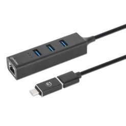 Manhattan 3-Port USB 3.0 Type-C/A Combo Hub With Gigabit Ethernet Network Adapter -Manhattan Shop 3 port usb 30 type ca combo hub with gigabit ethernet network adapter 180894 5