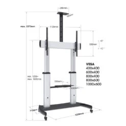 Manhattan Aluminum Heavy-Duty Height-Adjustable Multimedia TV Cart -Manhattan Shop aluminum heavy duty height adjustable multimedia tv cart 461672 7