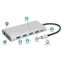 Manhattan USB-C PD 12-in-1 Triple-HDMI Monitor Docking Station With MST 25 Manhattan USB-C PD 12-in-1 Triple-HDMI Monitor Docking Station With MST -Manhattan Shop usb c pd 12 in 1 triple hdmi monitor docking station with mst 130660 12 ece2d958 949d 4131 b0d2 88a83a96fa23