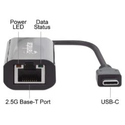Manhattan USB-C To 2.5GBASE-T Ethernet Adapter -Manhattan Shop usb c to 25gbase t ethernet adapter 153300 5